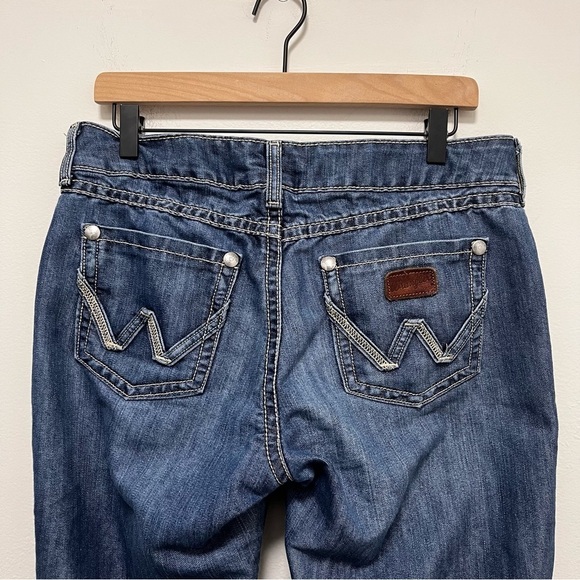 WRANGLER Premium Patch Boot Cut Jeans Size 9/10x34 Style 09MWZBF - Picture 3 of 11